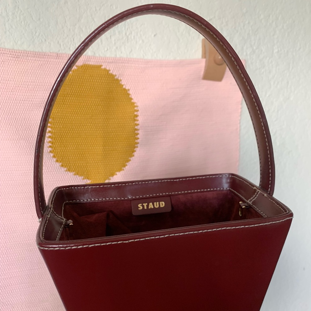 STAUD Burgundy Leather Handbag - Picture 3 of 6